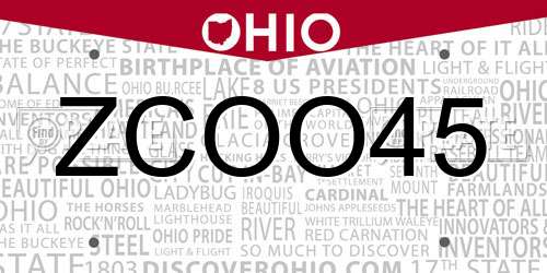 ZCOO45 Ohio License Plate