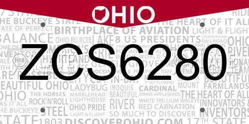 ZCS6280 Ohio License Plate