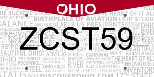 ZCST59 Ohio License Plate