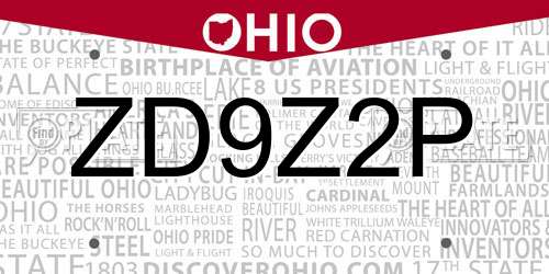 ZD9Z2P Ohio License Plate