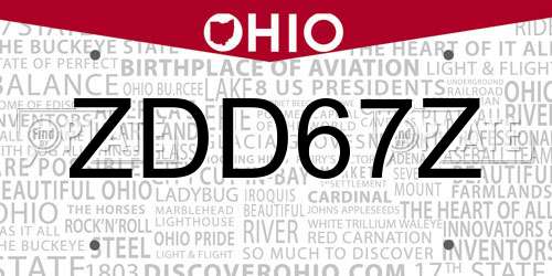 ZDD67Z Ohio License Plate