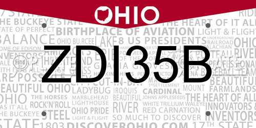 ZDI35B Ohio License Plate