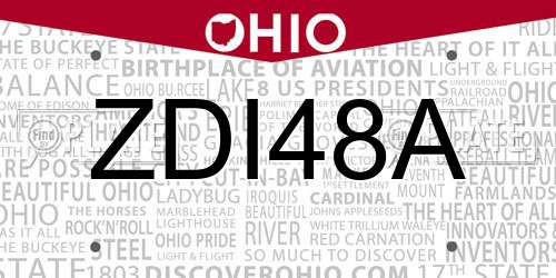 ZDI48A Ohio License Plate