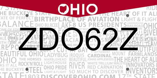 ZDO62Z Ohio License Plate
