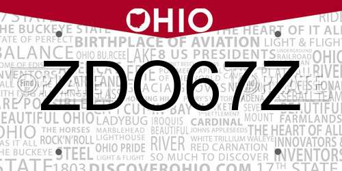ZDO67Z Ohio License Plate