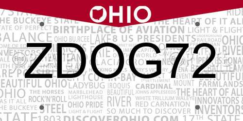 ZDOG72 Ohio License Plate