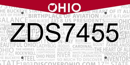 ZDS7455 Ohio License Plate