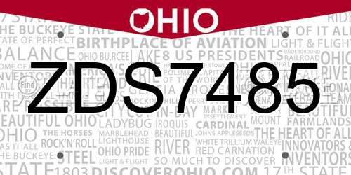 ZDS7485 Ohio License Plate