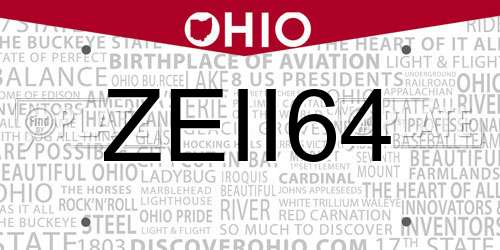 ZEII64 Ohio License Plate