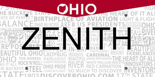 ZENITH Ohio License Plate