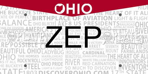 ZEP Ohio License Plate