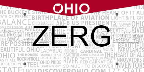 ZERG Ohio License Plate