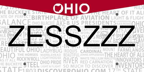 ZESSZZZ Ohio License Plate