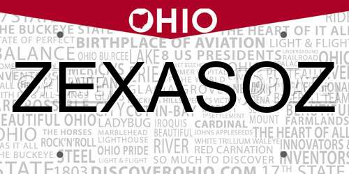 ZEXASOZ Ohio License Plate