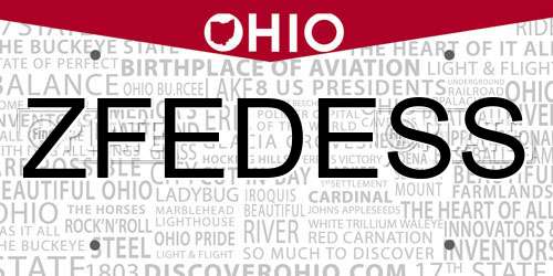 ZFEDESS Ohio License Plate