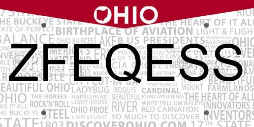ZFEQESS Ohio License Plate