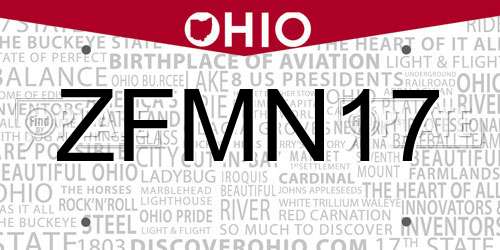ZFMN17 Ohio License Plate