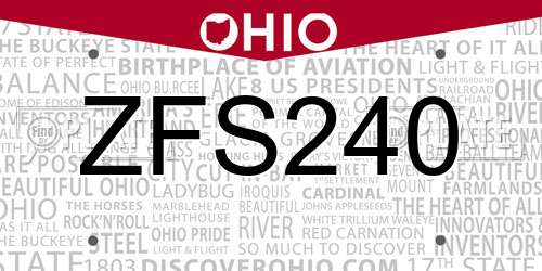 ZFS240 Ohio License Plate