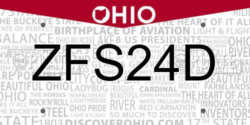 ZFS24D Ohio License Plate