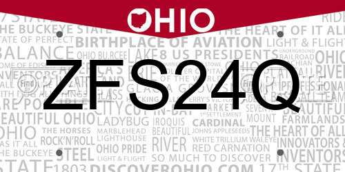 ZFS24Q Ohio License Plate
