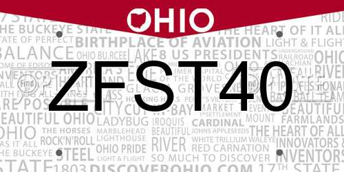 ZFST40 Ohio License Plate