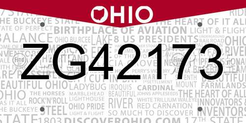 ZG42173 Ohio License Plate