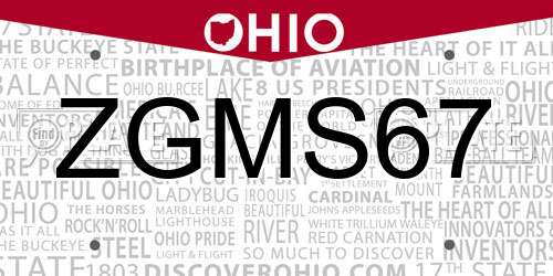 ZGMS67 Ohio License Plate