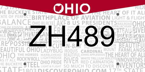 ZH489 Ohio License Plate