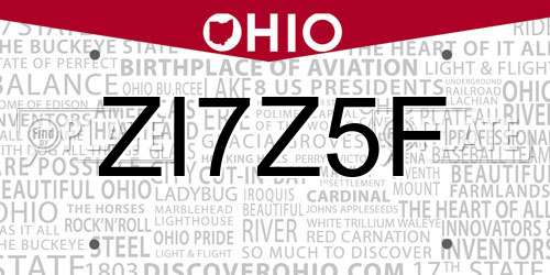 ZI7Z5F Ohio License Plate