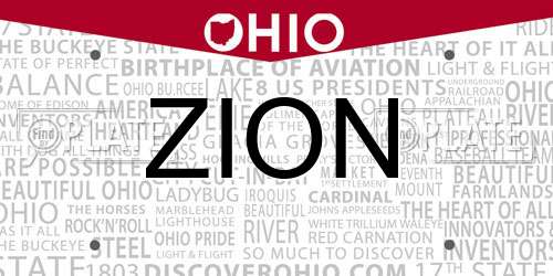 ZION Ohio License Plate