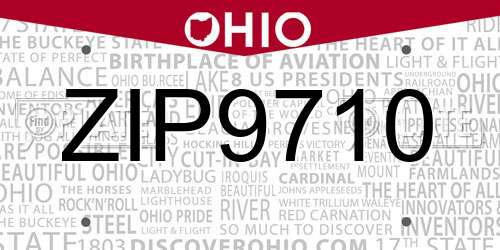 ZIP9710 Ohio License Plate