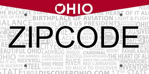 ZIPCODE Ohio License Plate