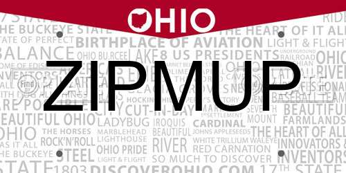 ZIPMUP Ohio License Plate