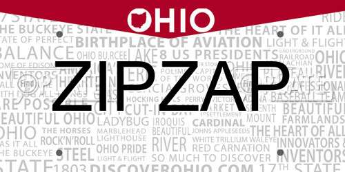 ZIPZAP Ohio License Plate