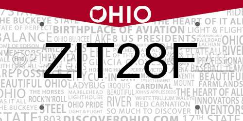 ZIT28F Ohio License Plate