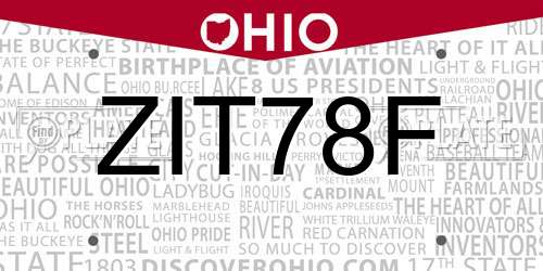 ZIT78F Ohio License Plate