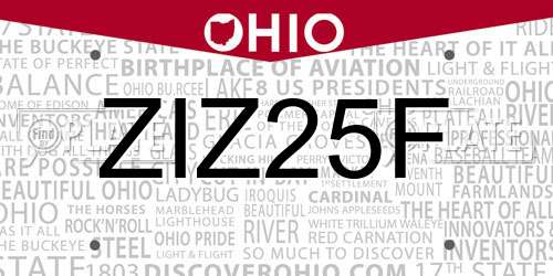 ZIZ25F Ohio License Plate