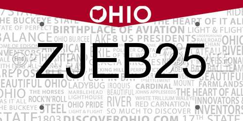 ZJEB25 Ohio License Plate