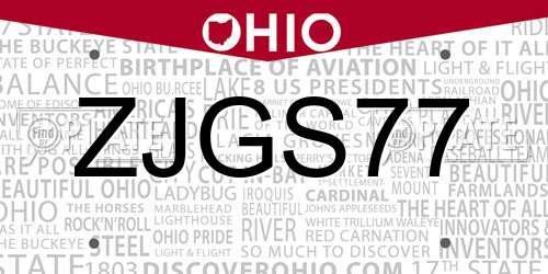 ZJGS77 Ohio License Plate