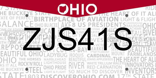 ZJS41S Ohio License Plate