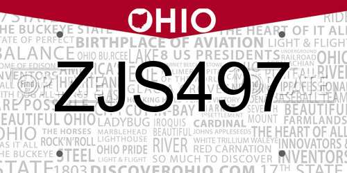 ZJS497 Ohio License Plate
