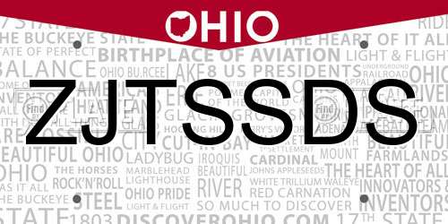 ZJTSSDS Ohio License Plate