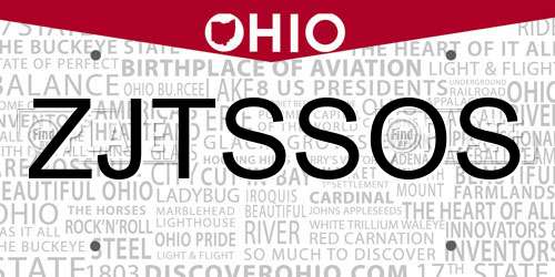 ZJTSSOS Ohio License Plate