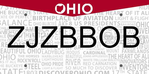 ZJZBBOB Ohio License Plate