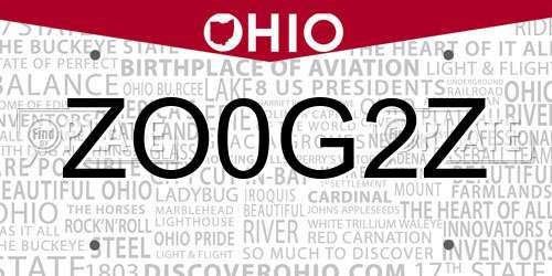 ZO0G2Z Ohio License Plate