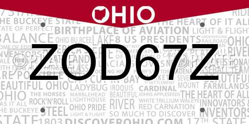 ZOD67Z Ohio License Plate