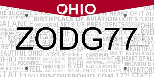 ZODG77 Ohio License Plate