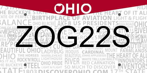 ZOG22S Ohio License Plate