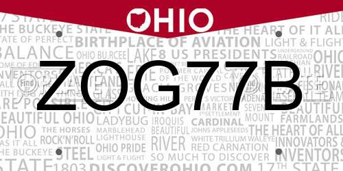 ZOG77B Ohio License Plate