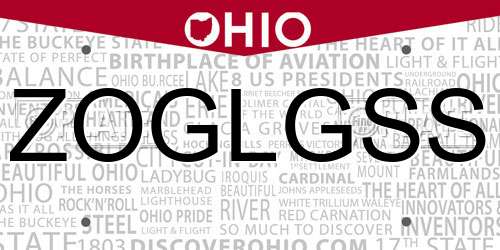 ZOGLGSS Ohio License Plate